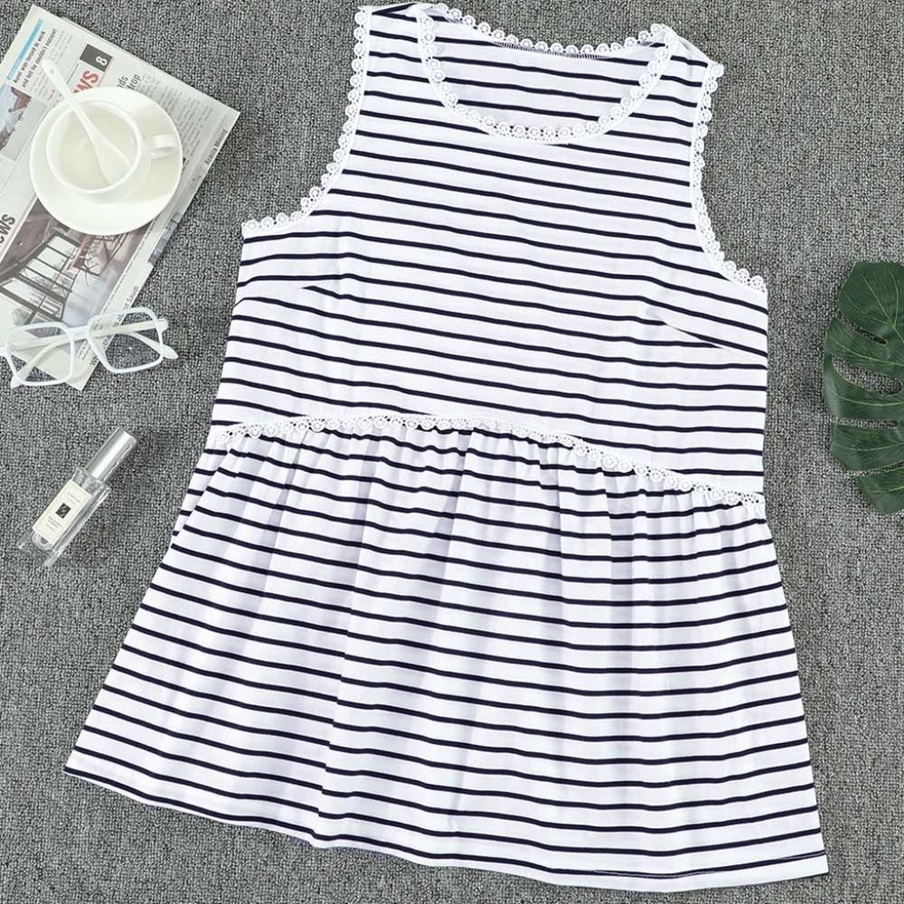 Lace Trim Striped Tank